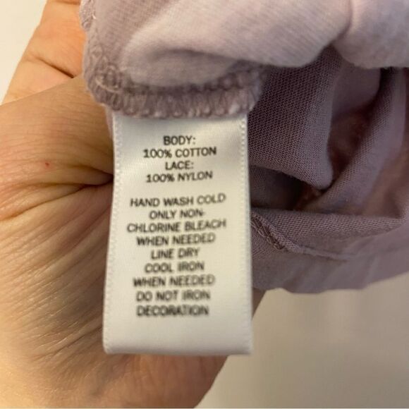 LOFT lavender purple lace 3/4 sleeve crew neck blouse top cotton casual S - Picture 8 of 9